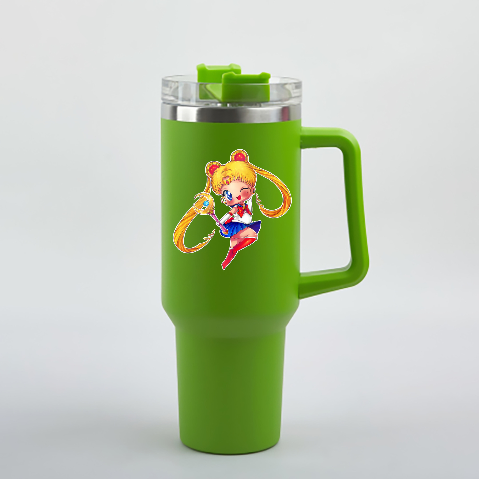 （画像用） 美少女戦士セーラームーン 月野 うさぎ つきの うさぎ Sailor Moon Tsukino Usagi 1200mL車用タンブラー - クリスタルステッカー（プラスチックストロー付き）